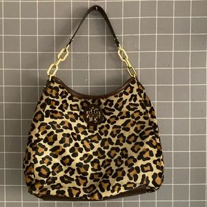 Tory Burch Leopard pony hair hobo bag, EUC